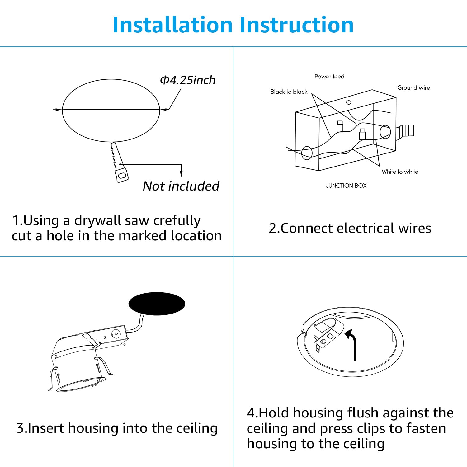 TORCHSTAR 8-Pack 4 Inch Remodel Recessed Lighting Housing, Shallow IC Rated Air Tight 120-277V Can, Max 15W Compatible, TP24 Connector, ETL Listed, Damp Location