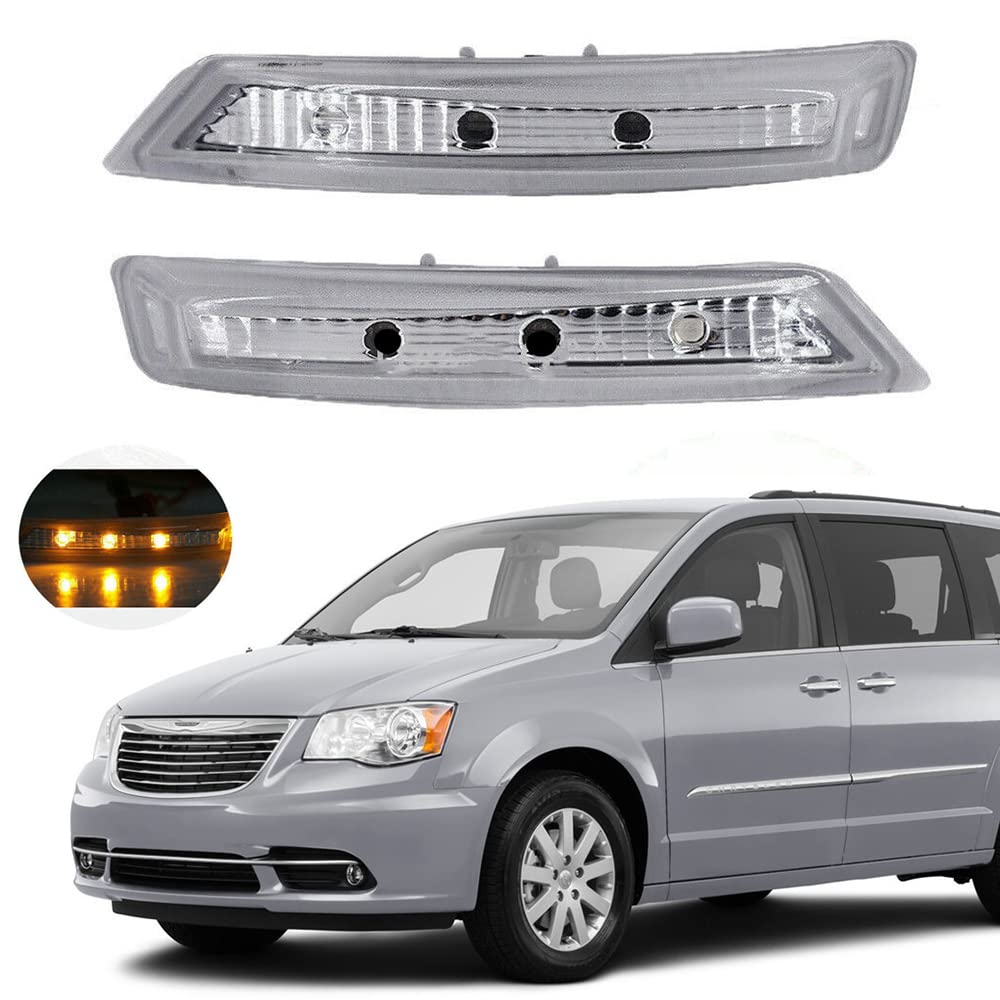 Riloer Wymiana lewego lusterka bocznego wirującego lampy sygnałowe lewa + prawa, pasuje do C-Hry-SLER T-OWN & C-ONTRY 2008-2016, 68052078AA, 924-296, 924-297