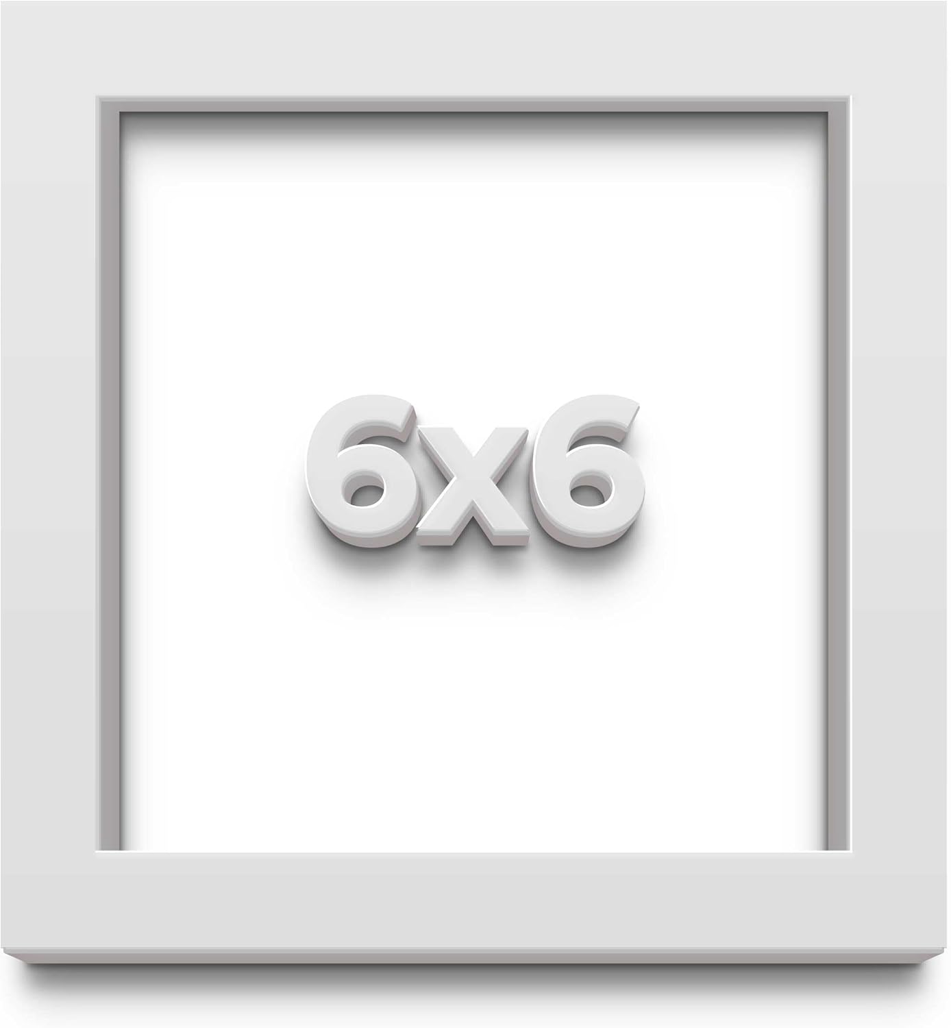 Poster Palooza 6x6 White Shadow Box 1.5 Inches Deep Solid Wood Display Frame | Includes Shatter Resistant Acrylic Plexiglass, Backing and Hanging Hardware