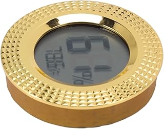 Temperature Humidity Gauge, Round Eco Friendly Intelligent Detection Metal Frame ABS Embedded Hygrometer for Cigar Box