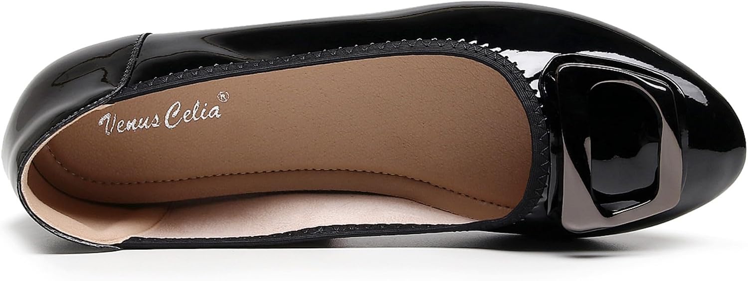 VenusCelia Women's Buckle Dance Flat Shoes