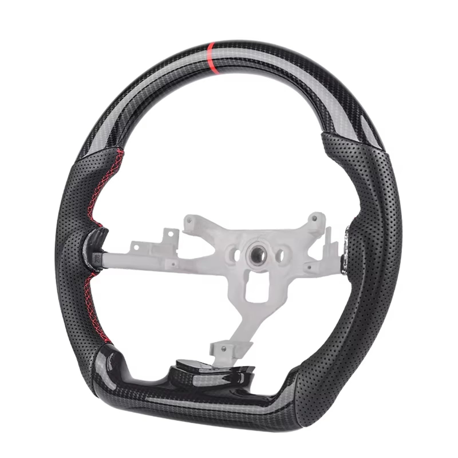 Lenkrad Auto Kompatibel Mit Chevrolet Für Corvette C6 Z06 ZR1 2009 2010 2011 2006 2007 2008 Carbonfaser-Lenkrad, Rennsportrad, Autoteile(Red)