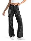 Women's-Cargo-Hiking-Pants-High-Waisted Wide Leg Water Resistance Lightweight Stretch for Work Casual Outdoor