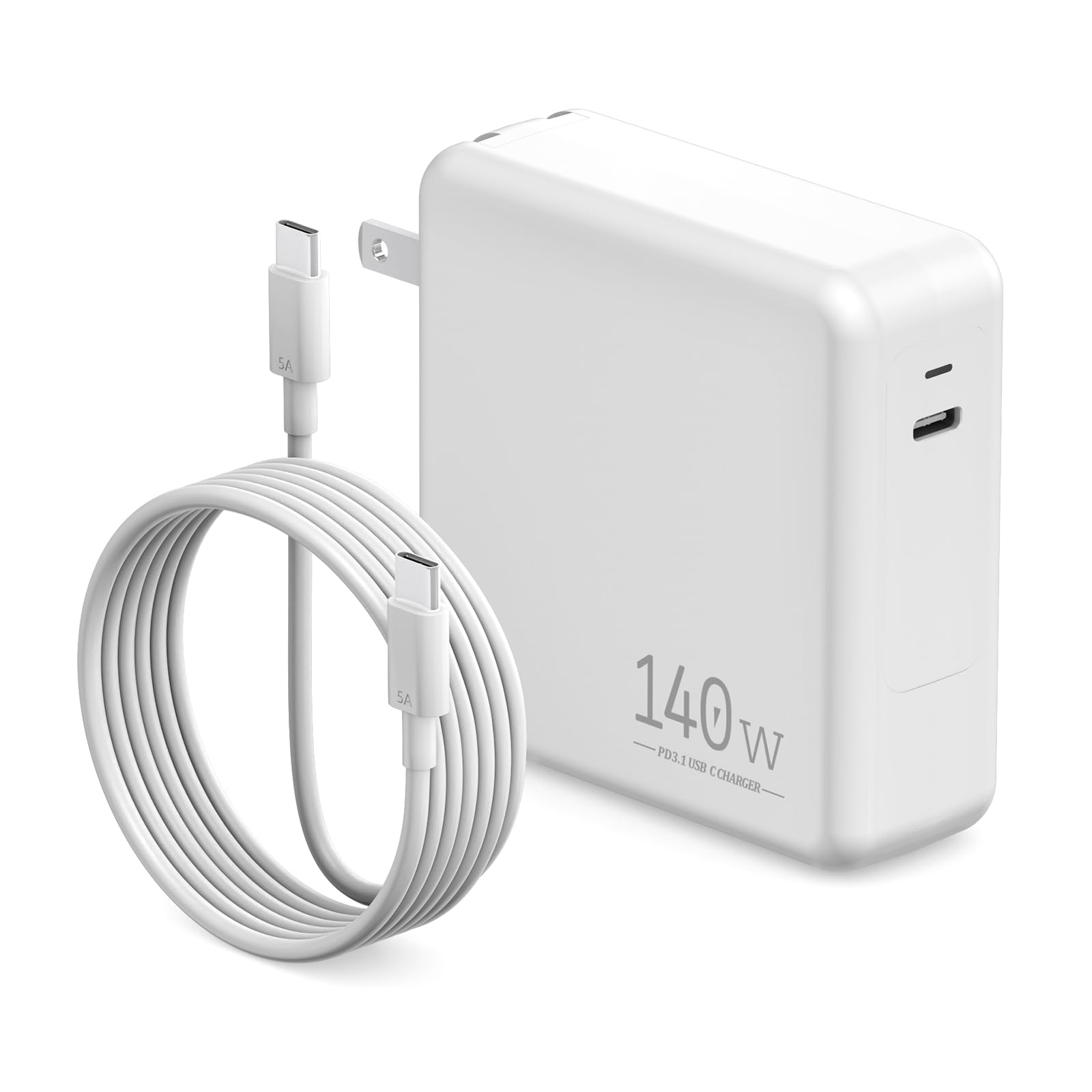 Photo 1 of 140W USB C Charger Fast Charger Adapter Compatible with MacBook Pro & MacBook Air M2 M3 M4 M5 13 inch-15 inch iPad Pro iPhone Samsung Galaxy 6.6 ft USBC Cable Included
