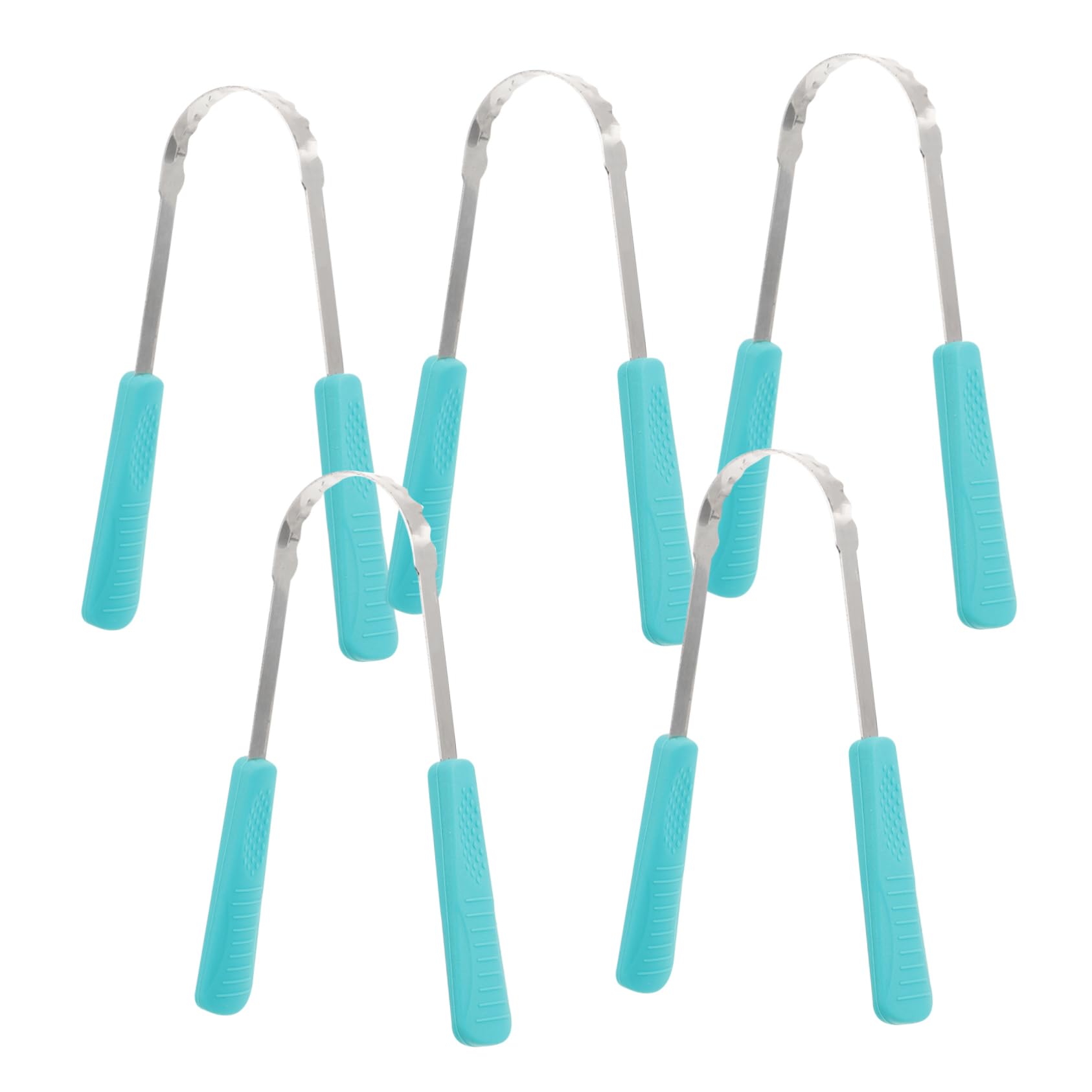 Gogogmee 5pcs Stainless Steel Tongue Scrapers for Adults Oral Cleaning Tools Tongue Brush Style for Bad Breath