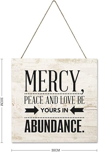 Miniatura 2 de Letreros de madera, cartel rústico de misericordia, paz y amor, decoración del hogar, casa de campo, jardín, arte de pared al aire libre, 10 x 10