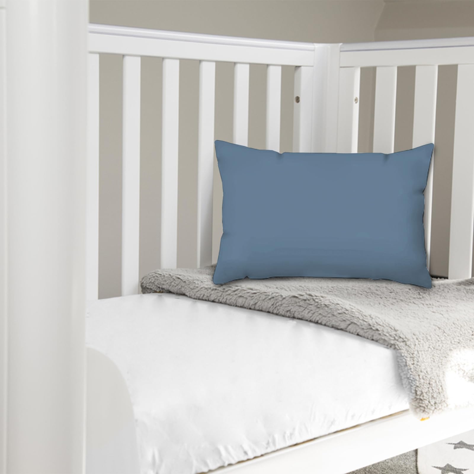 Pizuna Dusty Blue Toddler Pillow Cases 40 X 60 Cm, 400 Thread Count 100% Long Staple Cotton Crib Pillowcase Set Of 2, Soft Sateen Weave Baby Pillow Cover