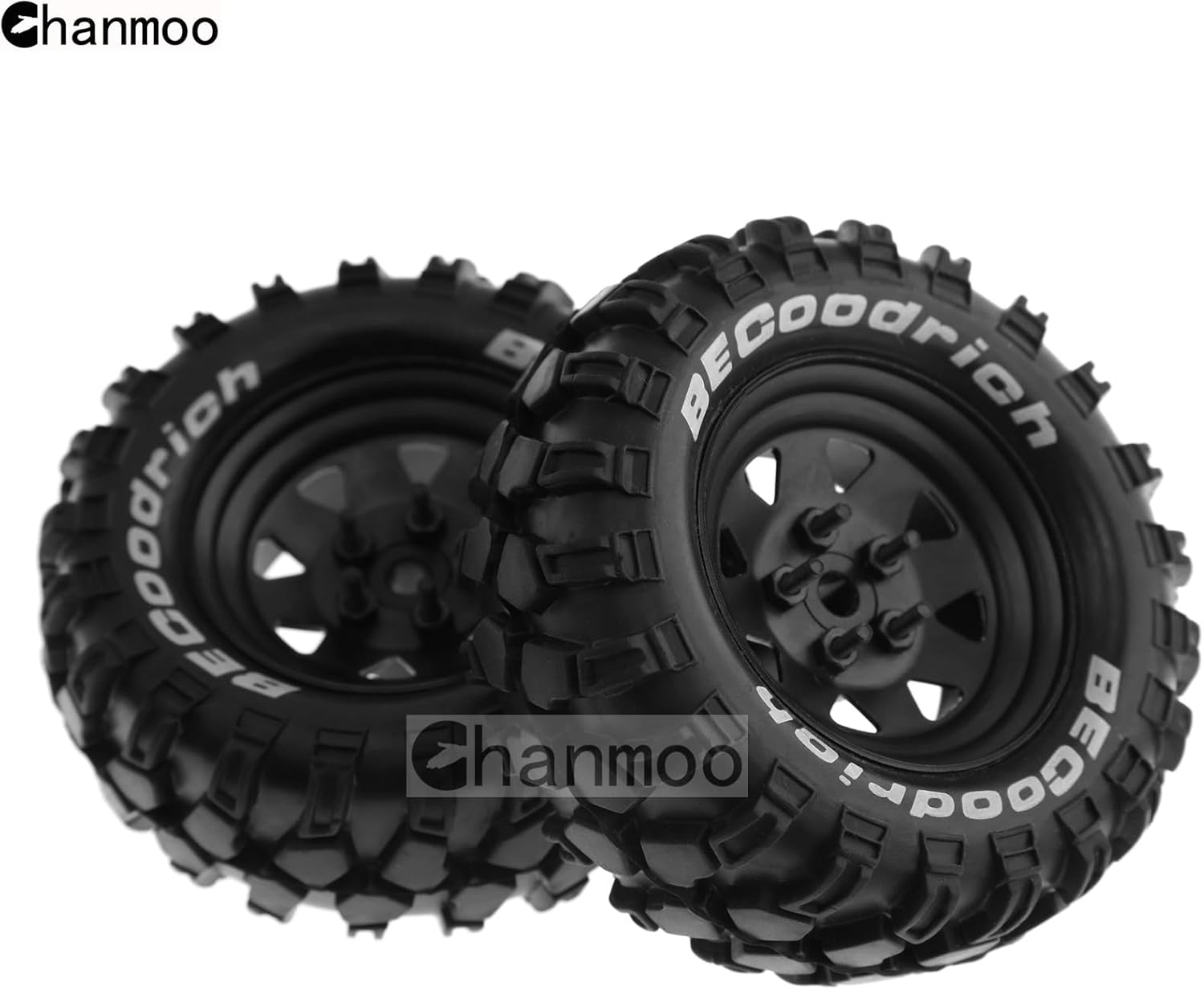 Chanmoo 1.9 RCクローラータイヤとメタルビードロックホイールリム 12mm 六角ソフトラバーマッドタイヤ 1/10ロック