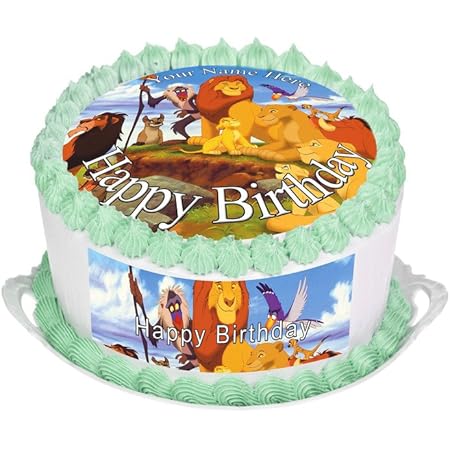 Personalised The Lion King 7 5 Inch Premium Quality Cake Topper Decorations Printed On Quality Edible Wafer Rice Paper 0 7mm With Free Banner Amazon Co Uk Grocery