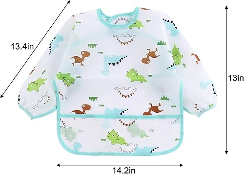Miniatura 2 de PandaEar Paquete de 5 baberos de manga larga Babero completo impermeable con mangas para bebés de 6 a 24 meses Bata de bebé a prueba de desorden