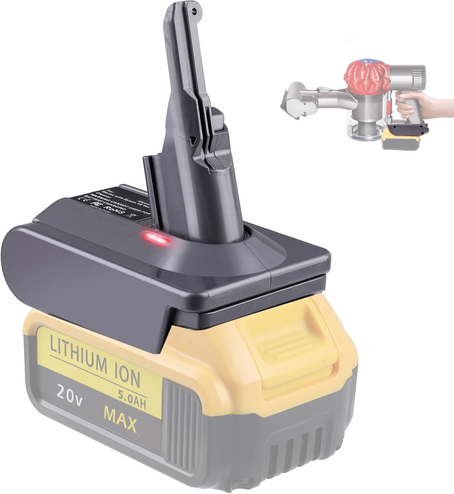V8 Battery Adapter for Dewalt 20V Lithium Battery Converted to Replace for Dyson V8 Battery, Works with Dyson V8 Series Animal Absolute Vacuum Cleaner(DW20V8 Adapter ONLY)