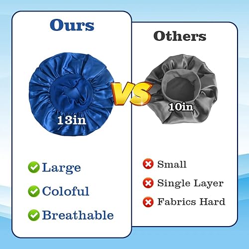 Miniatura 6 de Gorro de seda, 4 unidades de gorro de satén para dormir, suave banda elástica para el cabello para mujeres, gorro de dormir grande para cabello