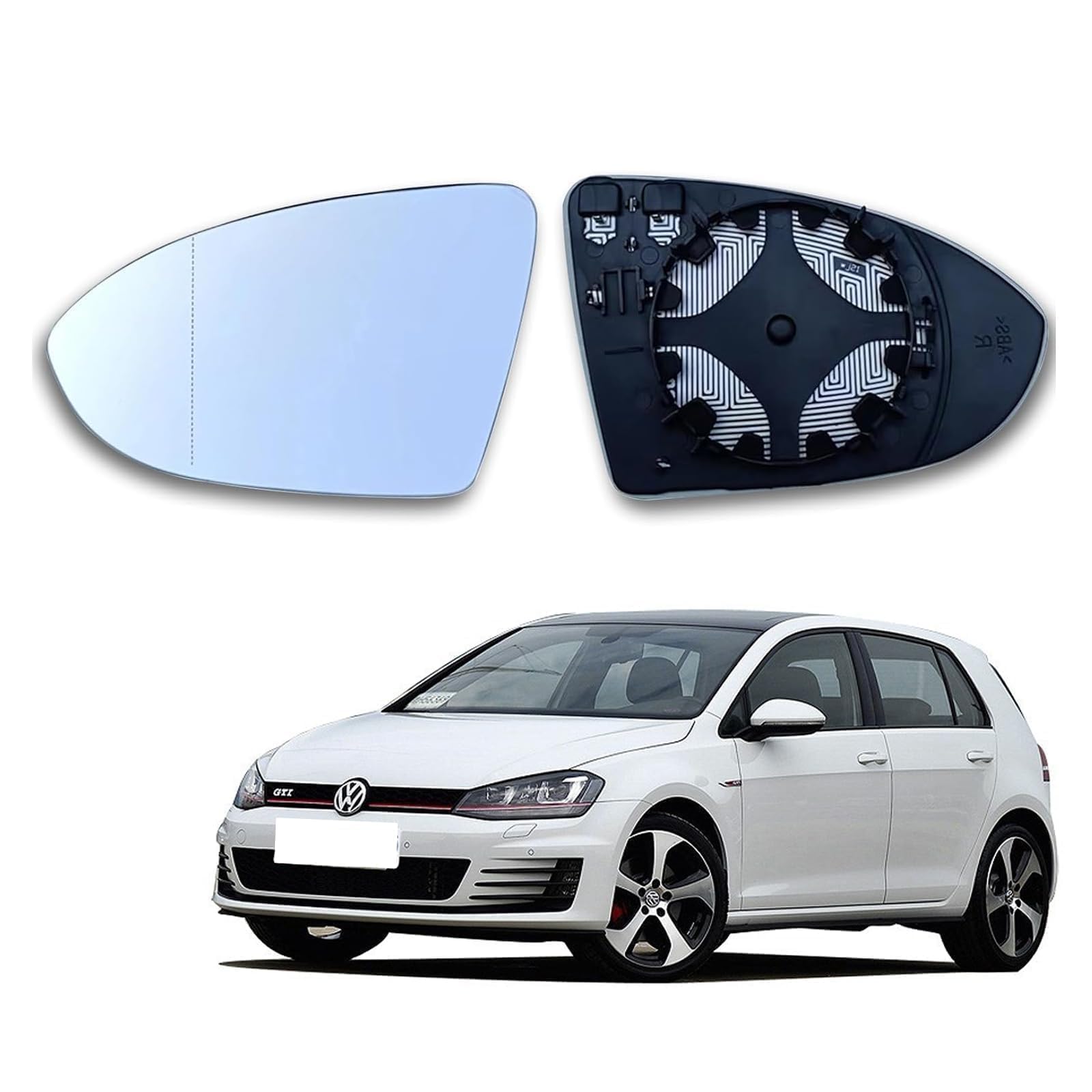 ANBOO Lusterko lewe do Golf 7 MK7 Vw Golf Vii/7.5/GTI/R-line golf 7 akcesoria lewa strona kierowcy, podgrzewana i asferyczna. Soczewka odwrócona szkło cofania z płytą nośną, pasuje do Sportsvan 2016