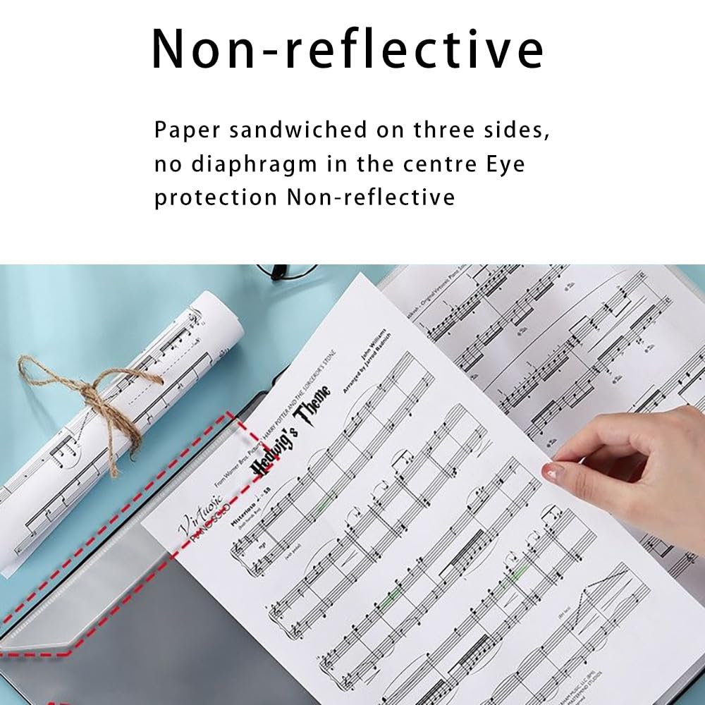 Classeur De Partitions A4 Noir - 30 Pages/60 Pochettes Pour Musiciens Violon Piano Et Plus