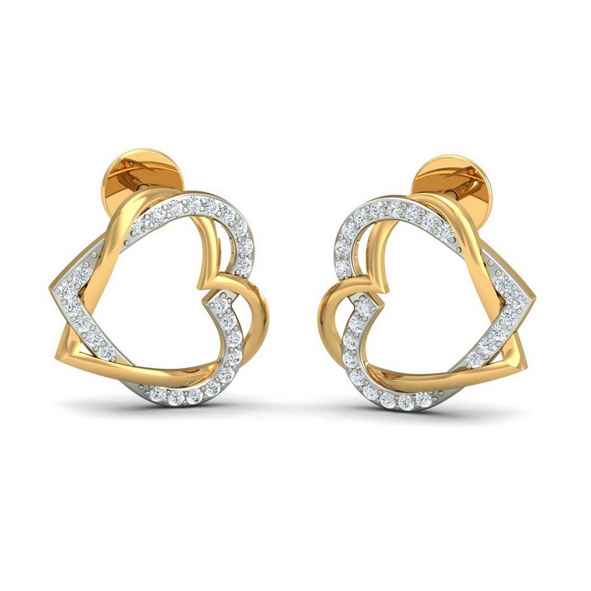 kuberbox 18KT Yellow Gold Diamond Forever Love Stud Earrings for Women-picture-36