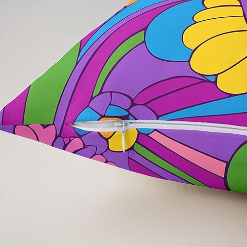 Miniatura 5 de Juego de 2 fundas de cojín de flores psicodélicas de 18 x 18 pulgadas, fundas de almohada hippie retro 60S 70S Groovy Power Floral Fundas de