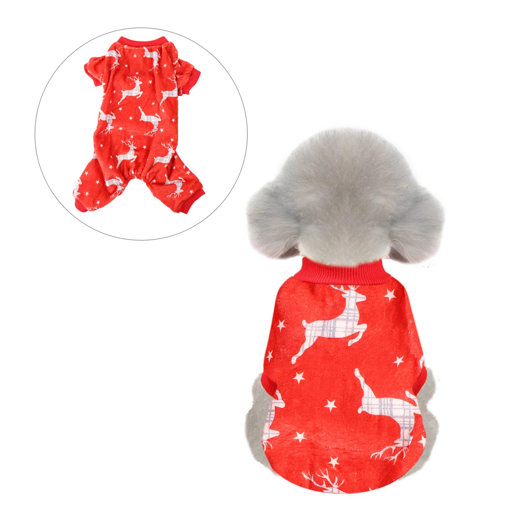 HMJGDHX 2 Pezzi Natale Cucciolo Pupazzo di Neve Costume Cane Vacanza Pigiama Caldo Alce Vestiti per Forniture per Feste per Animali Domestici