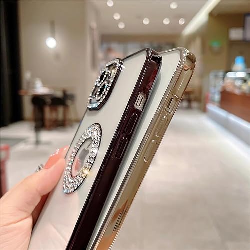 Miniatura 5 de Casechics Funda compatible con iPhone, funda de lujo con purpurina brillante con diamantes de imitación y protección de lente de cámara,