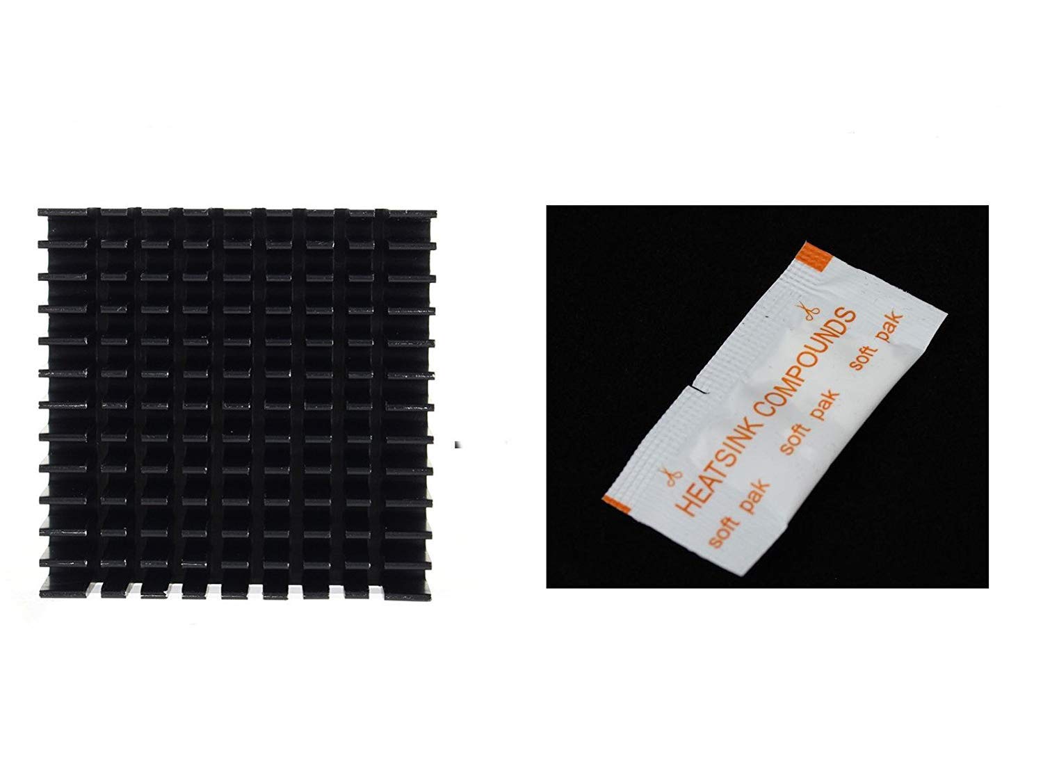 CentIoT – 40 x 40 x 10mm 40mm Black Anodised Aluminum Heatsink Cooler with thermal Compound