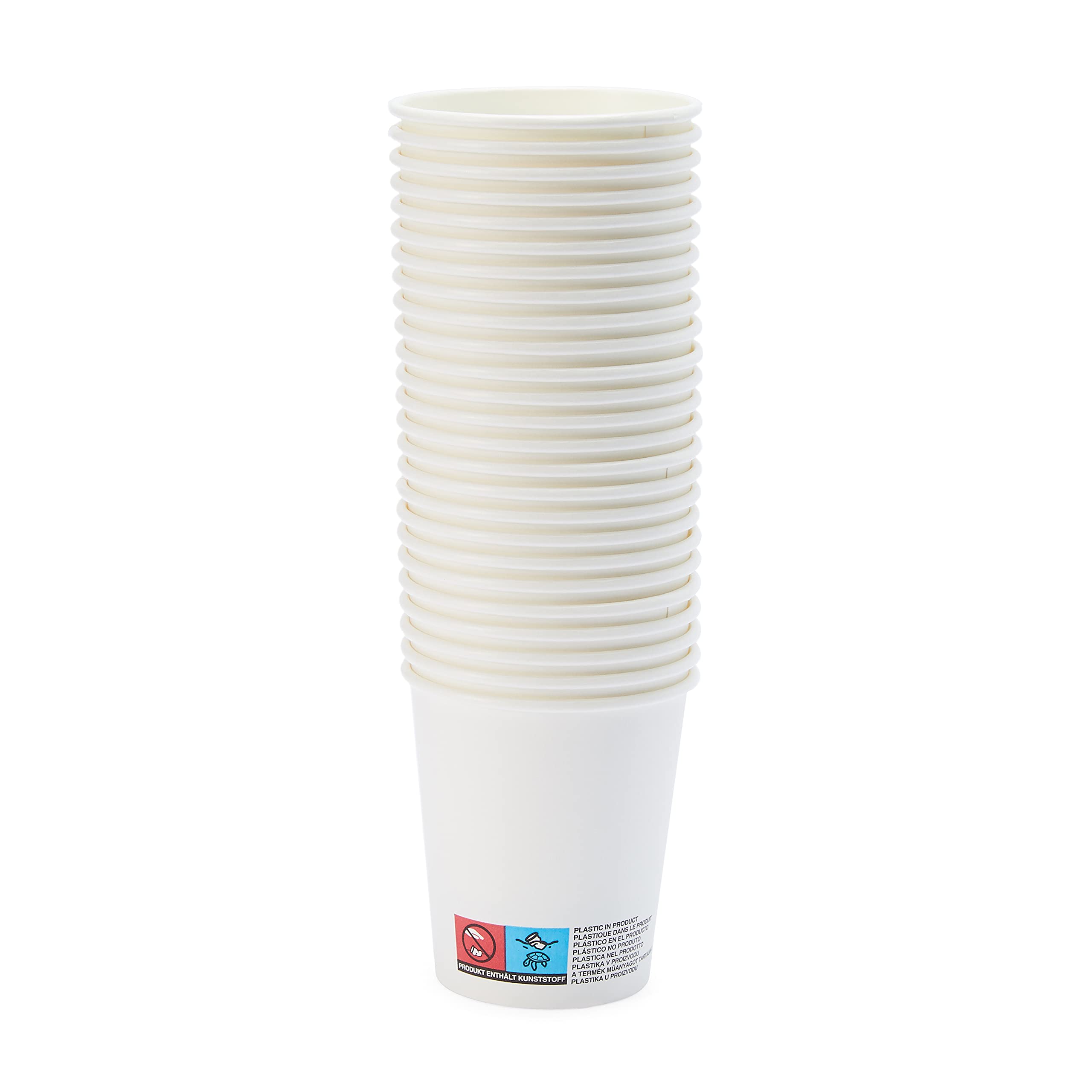 Amazon Basics Bicchieri di carta per bevande calde, polietilene, 207 ml, confezione da 150, Bianco