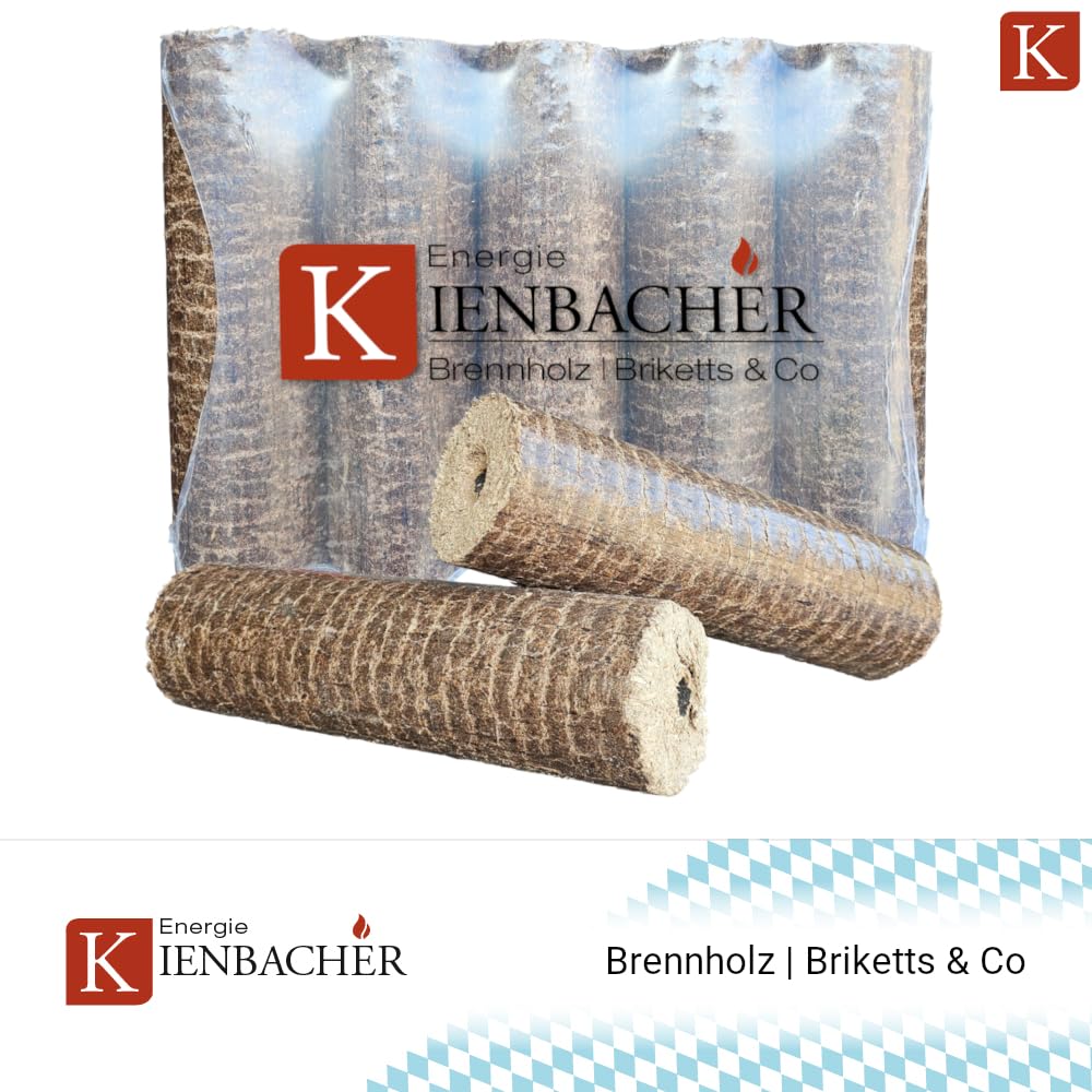 Nestro - Bricchette in legno con foro di trazione, 500 kg, per stufa, riscaldamento, legno di quercia e faggio, 50 x 10 kg, in polietilene Nestro bricchette rotonde | Energia Kienbacher