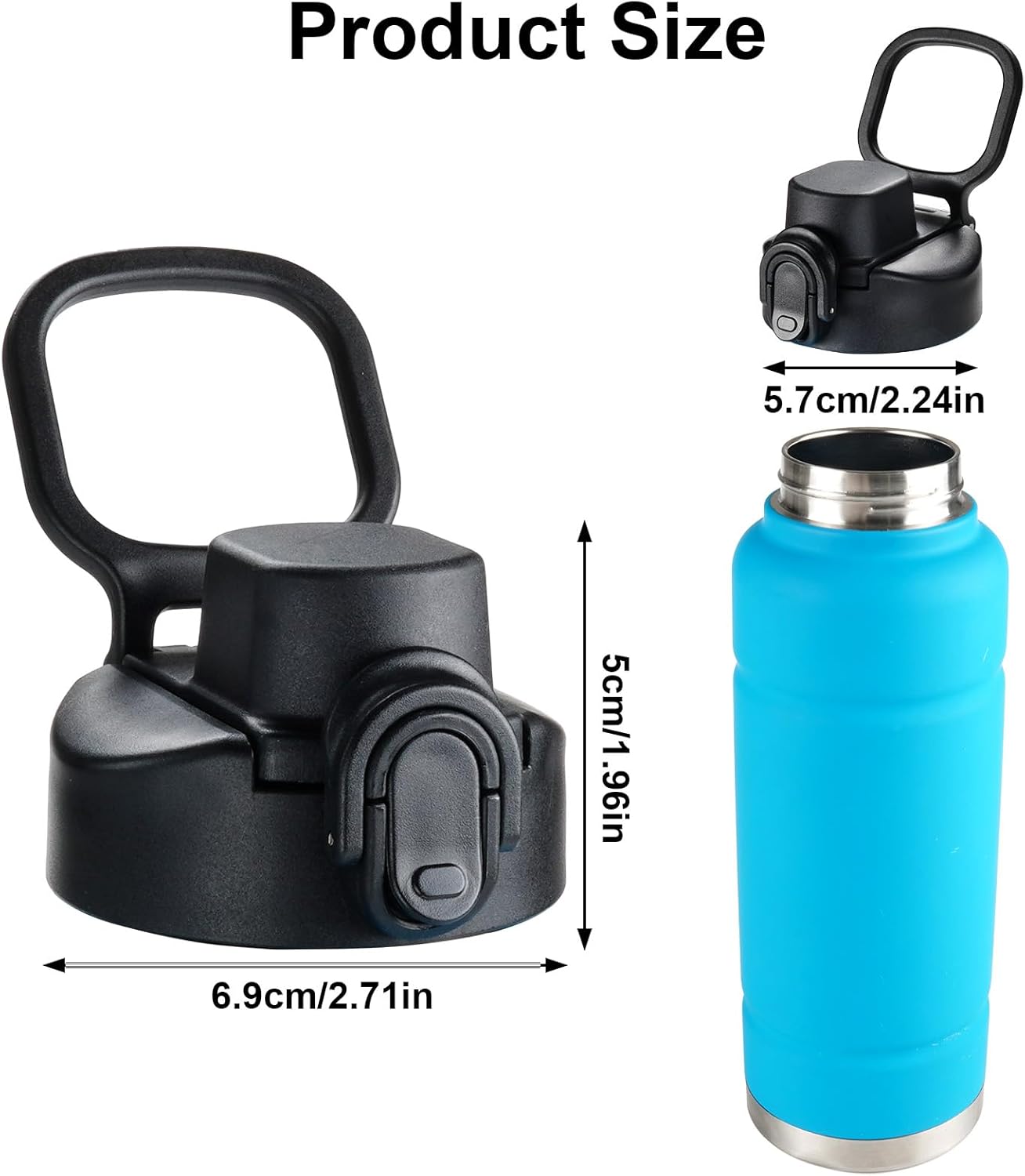 Auto Spout Lid for Bubba Trailblazer 24 32 40 oz Water Bottle, 2 Pack Lid Compatible with Bubba Flo Kids 16oz Wide Mouth Water Bottle, Portable Replacement Cap(2pcs) - Image 4