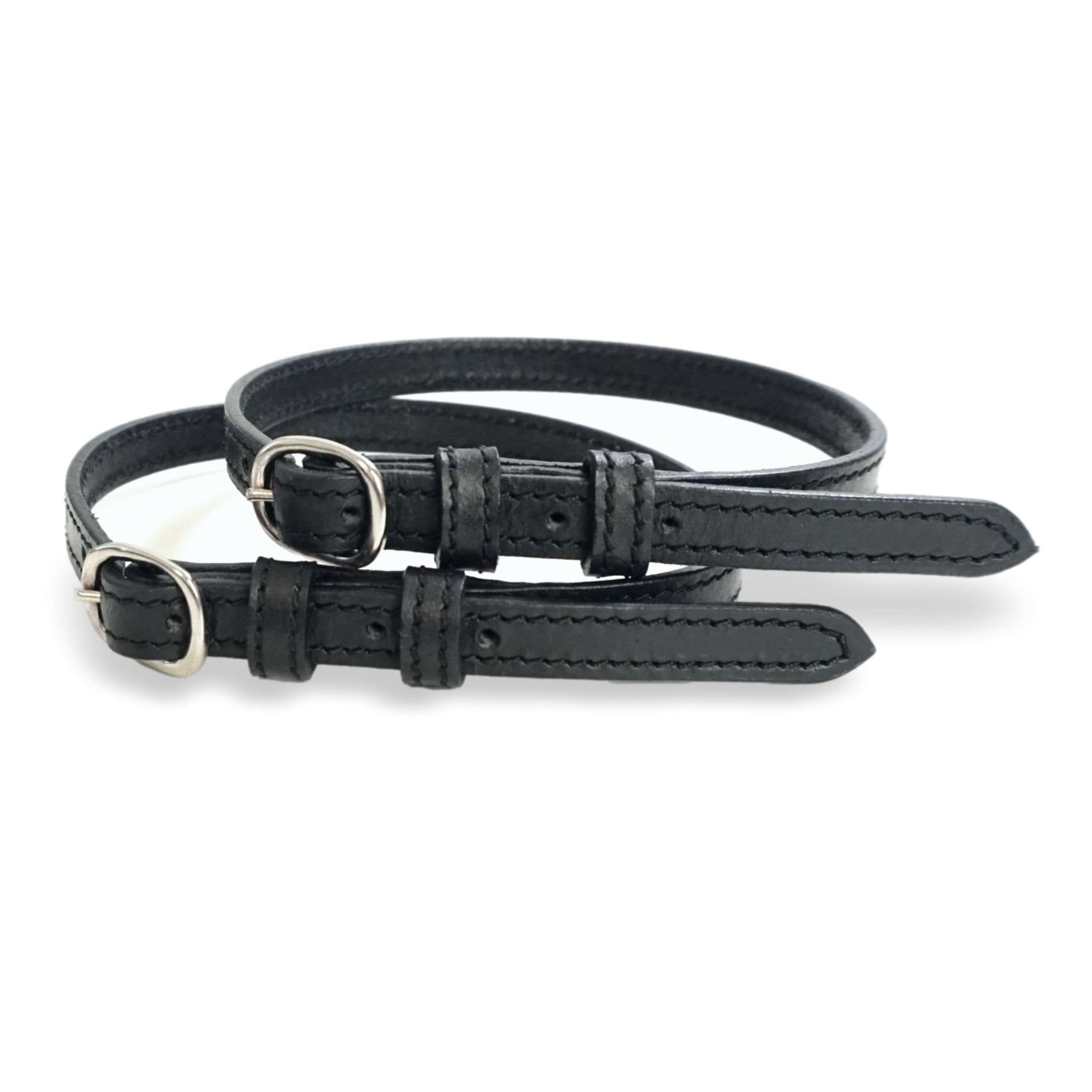 Pferdelinis Cinghie per spore in pelle, 2 pezzi, in pelle, per spore, cinturino di ricambio regolabile, perfetta tenuta spore da equitazione (nero)