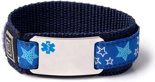 Miniatura 9 de Pulsera de identificación de alerta médica deportiva y de viaje para niños con pulsera ajustable. Grabado gratuito.