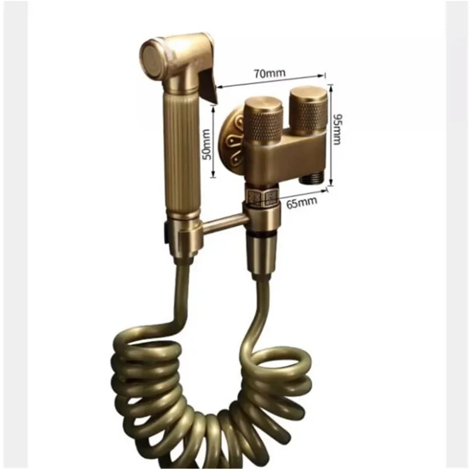 Ducha Higienica para WC Juego de rociador bidé for inodoro bronce antiguo, grifo latón doble uso, baño, for ducha alta presión para higiene del baño(Antique C)