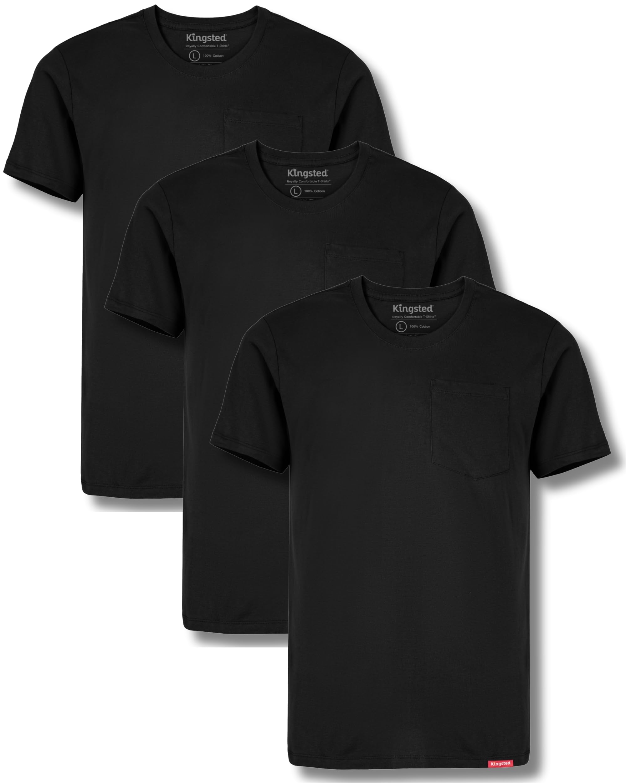 Kingsted Pocket T-Shirts for Men - Super Soft 100 Cotton Crewneck Tees - Well-Crafted Classic Comfort Fit