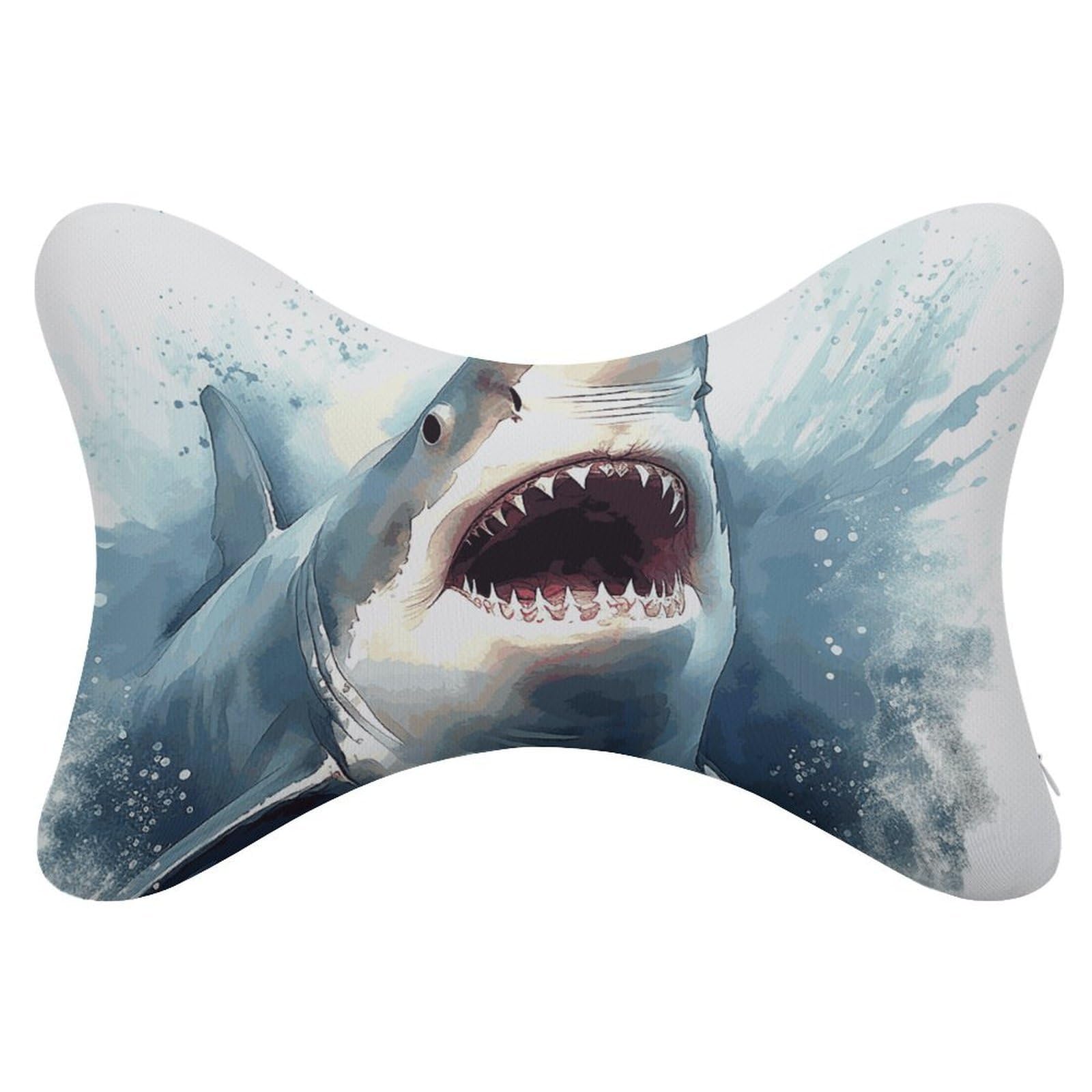 Adfgyerh Style Shark In The Sea Pillow ，Memory Foam Pillow Core，Cushion,Provide Neck Support，Car Pillows For Travel Car Seats And Home Offices.