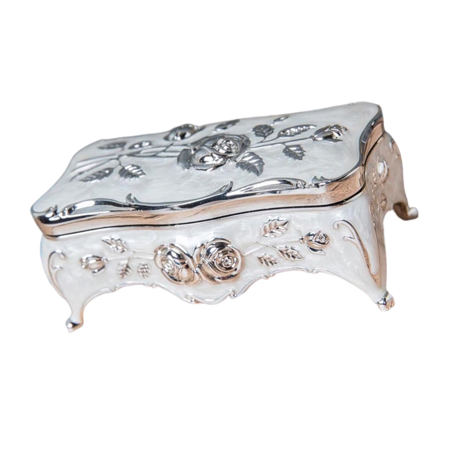 FGDTREE Handcraft Vintage Inspired Metal Storage Box with Intricate Floral Designs for Women Retro Jewelry Storage Case