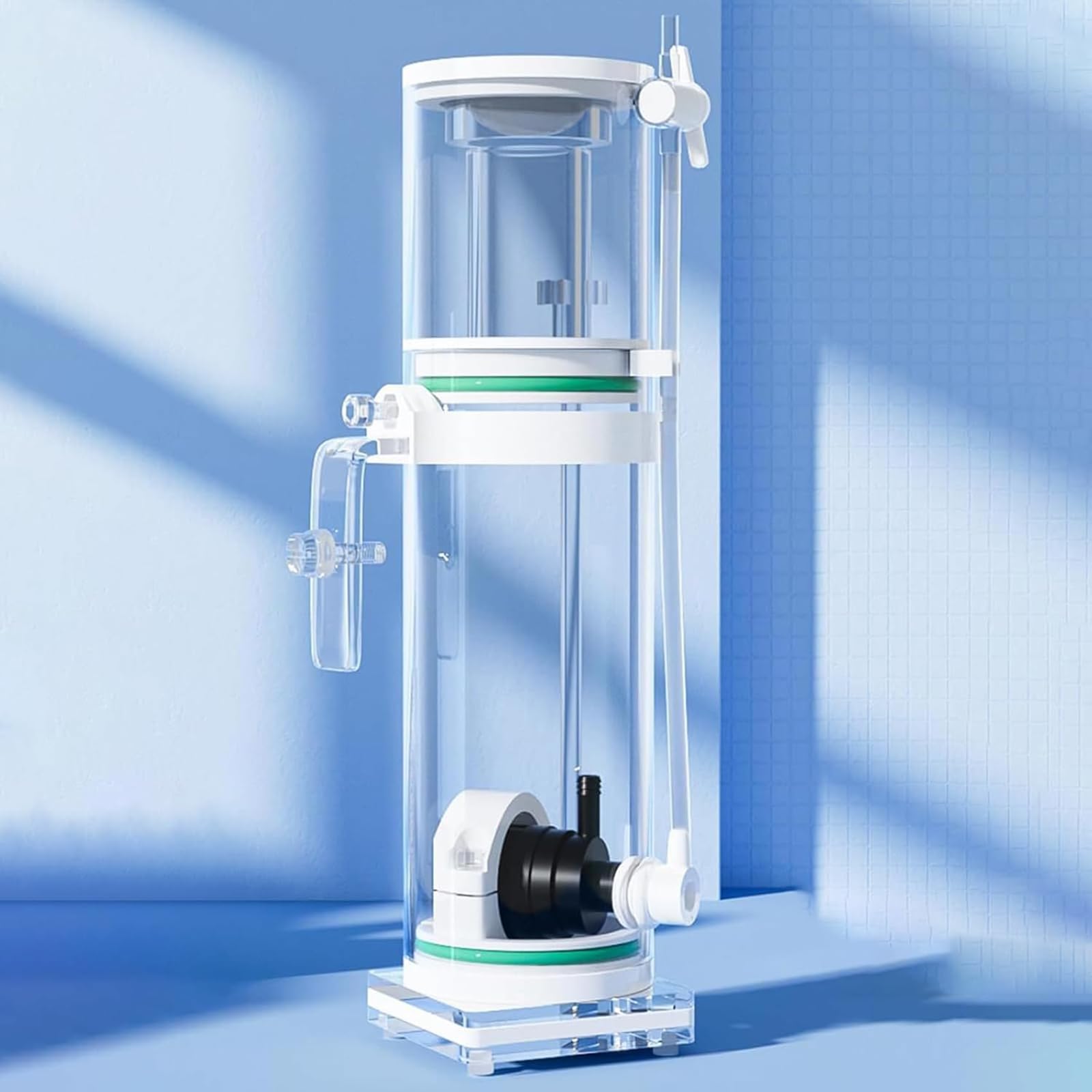 Skimmers de proteínas para acuarios de agua salada, filtro eficiente para peceras con bomba inversora de 3 W CC y taza de colección desmontable, material acrílico para tanques pequeños a medianos