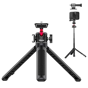 ULANZI MT-16 Extendable Phone Camera Tripod, 4 Levels Adjustment 360� Ball Head Cold Shoe Lightweight Portable Vlog Travel Selfie Stick Handle Grip Desktop Webcam Tripod for iPhone DSLR Sony Gopro