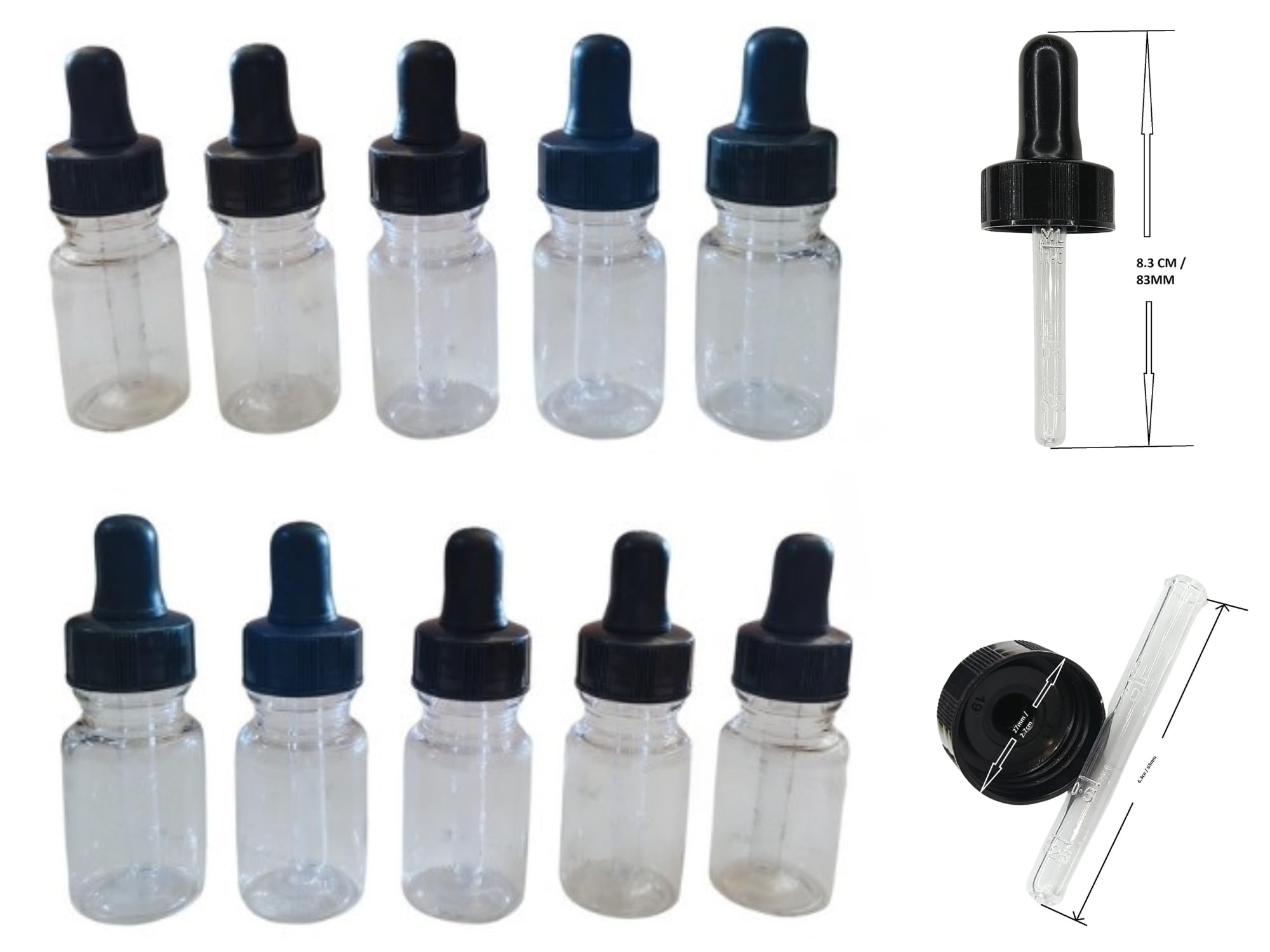 10 Pcs of VAHISSH 15 ml Clear Bottles with 1ml Dropper caps Silicon Teat refillable Leak Proof for Essential Oils serum Bottle and face Oils-image-29