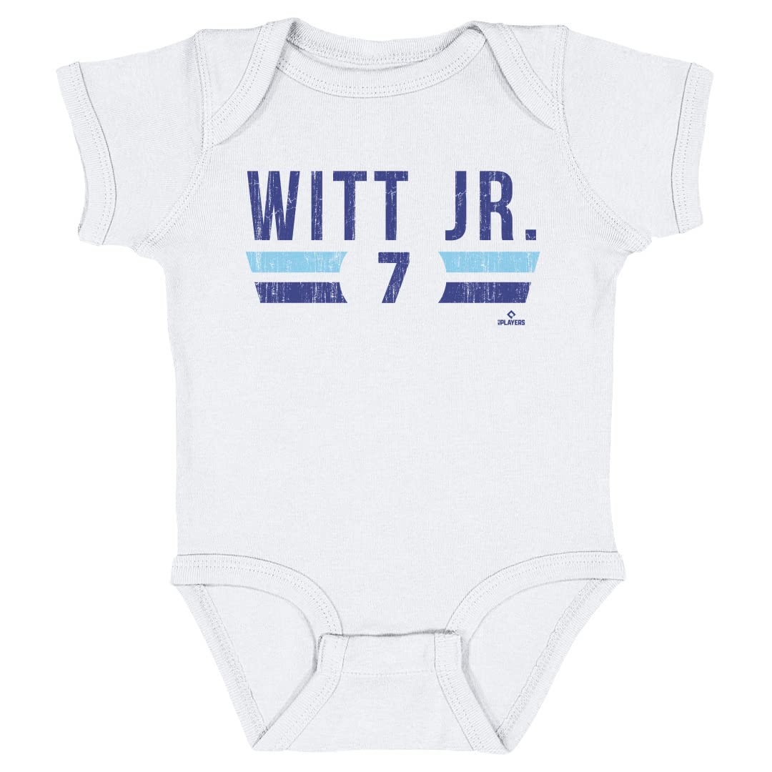 500 LEVEL Bobby WITT Jr. Baby Infant One Piece Bodysuit (18M, White) - Bobby WITT Jr. Kansas City Font
