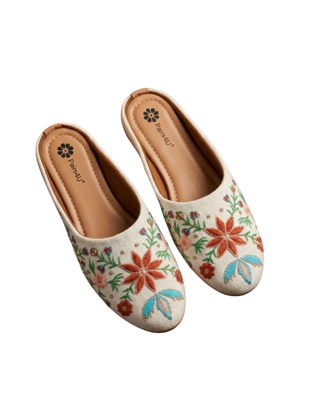 pairs4u Women Embellished Ethnic Mules Canvas Upper with Embroidered Pattern-picture-27