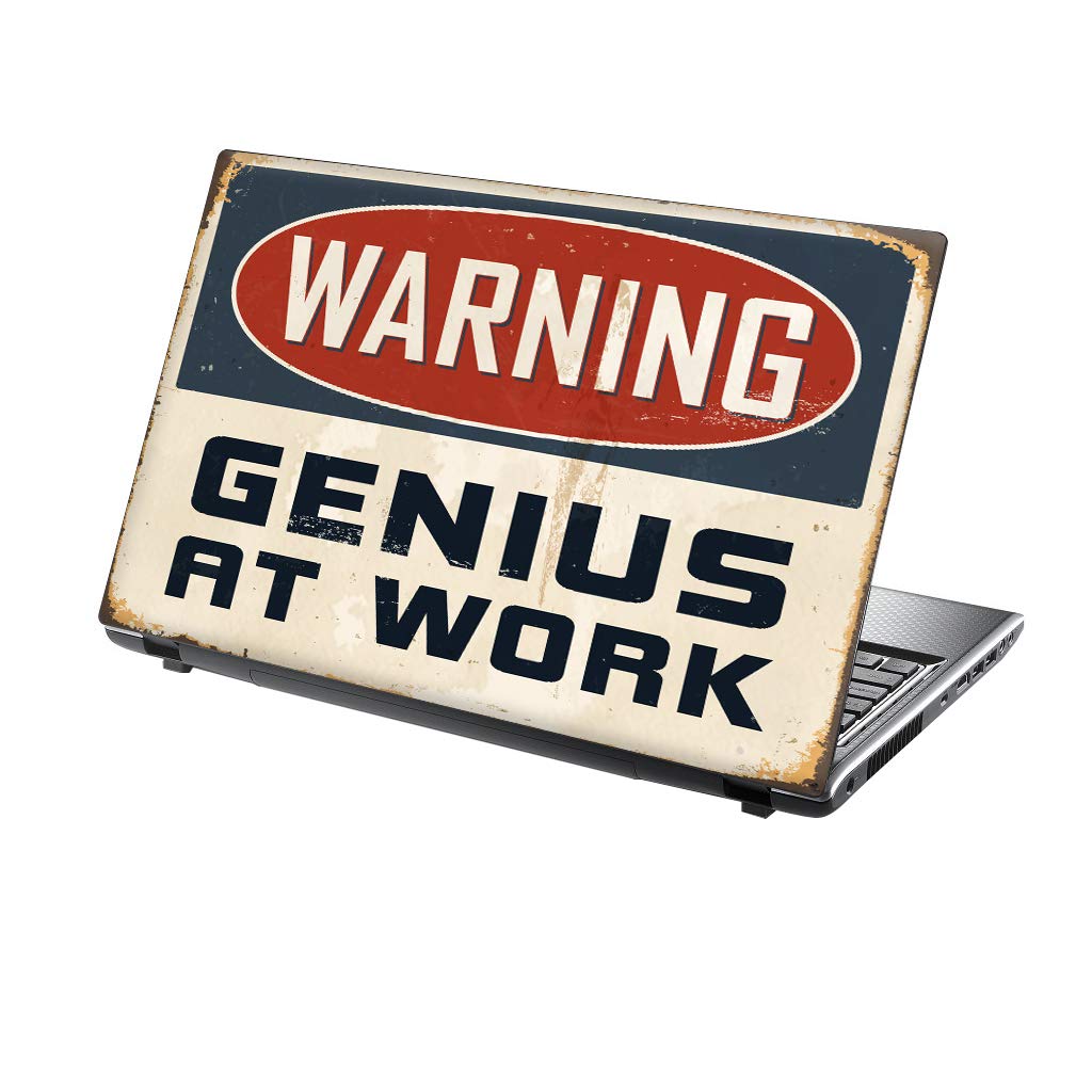 Laptop Skin Adesivo in Vinile per Computer Portatile da 13-14" (34cm x 23,5cm) Prodotto in Inghilterra Nota Divertente su placca di Metallo, Umorismo, Genio