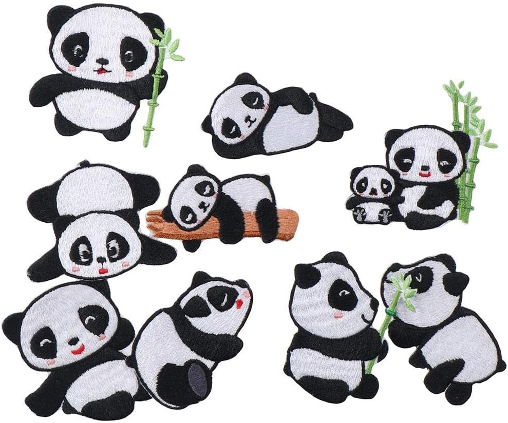 Amazon.com: FOVIUPET 9 PCS Cute Panda Patches, Embroidered Patches Iron ...