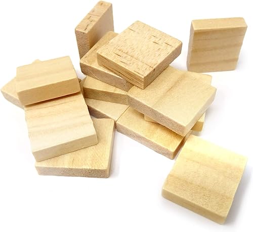 Miniatura 3 de Honbay 100 piezas de madera en blanco sin terminar en forma de rectángulo, rebanadas de madera, adornos para manualidades, decoración del hogar,