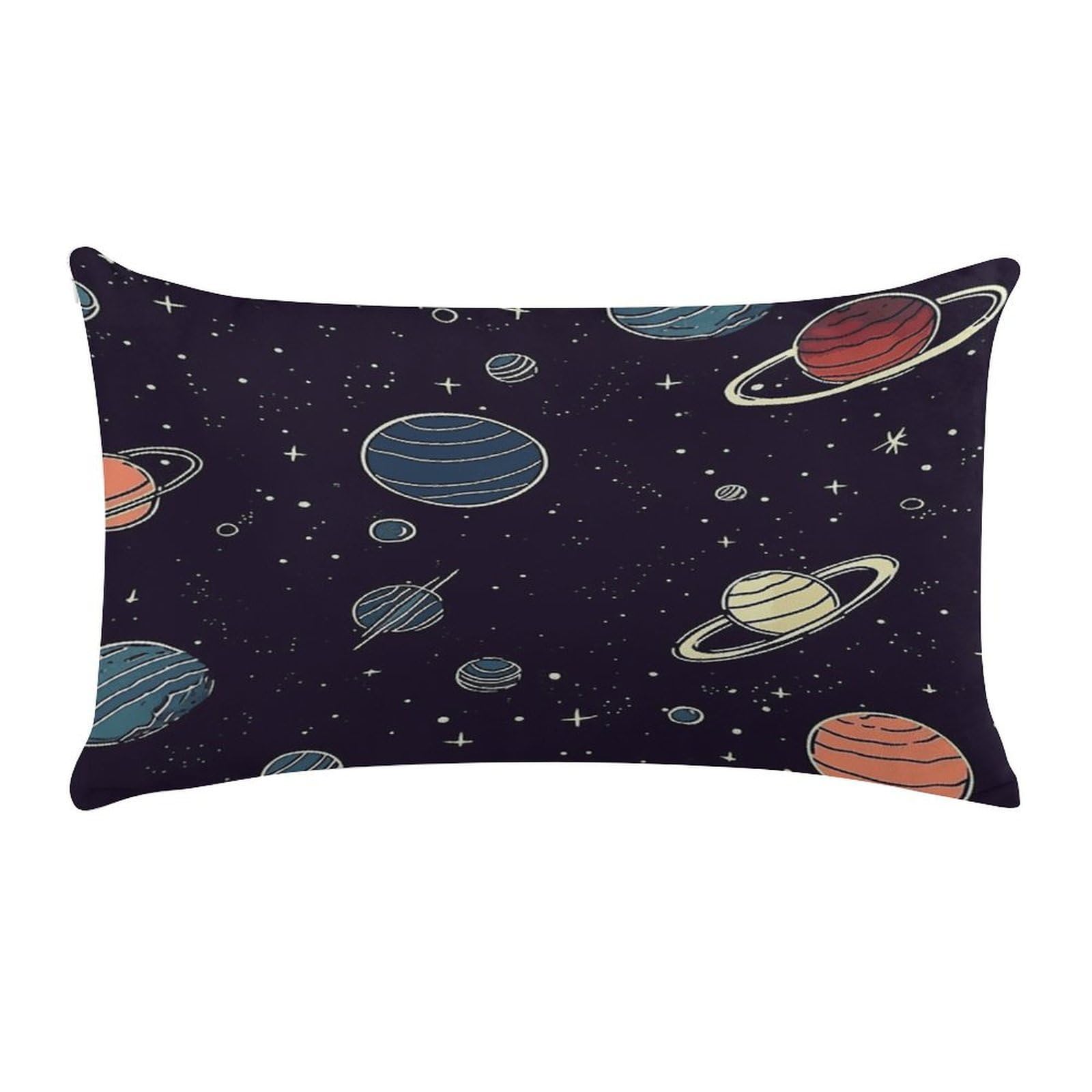 Space Planet Pattern Pillow Cover Super Soft Pillowcase Luxury Cozy Fuzzy Velvet Pillow Shams Breathable Standard Pillow Cases with Zipper Wrinkle-Free Pillow Cover 12 "×20 "