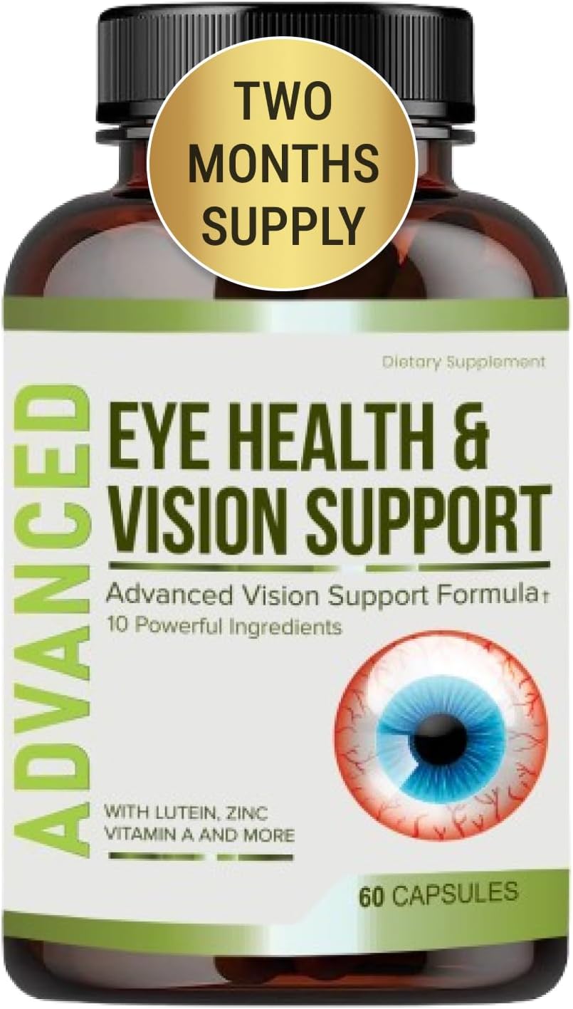 Vision Support – Best Eye Vitamins For Blurry Vision.Eye Supplements For Adults with Lutein For Macular Health, Eye Vision, Eye Strain, and Fatigue.With Zinc and Vitamin A to Support Sharp Vision.