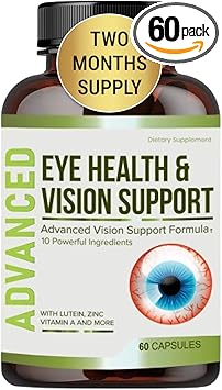 Vision Support - Best Eye Vitamins For Blurry Vision.Eye Supplements For Adults with Lutein For Macular Health, Eye Vision, Eye Strain, and Fatigue.With Zinc and Vitamin A to Support Sharp Vision.