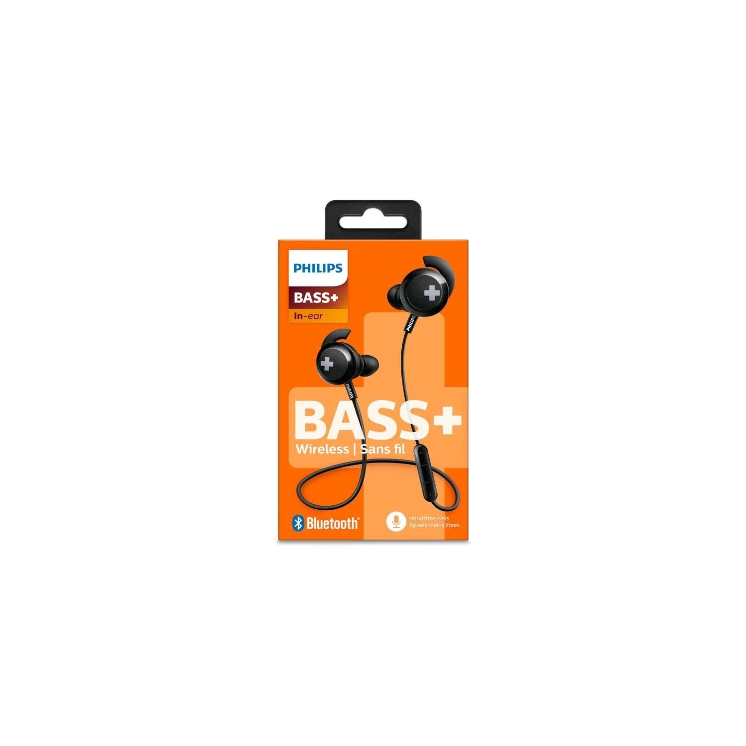 Philips SHB4305BK BASS+ - Cuffie Bluetooth con microfono, isolamento acustico, telecomando, bassi intensi, colore: Nero