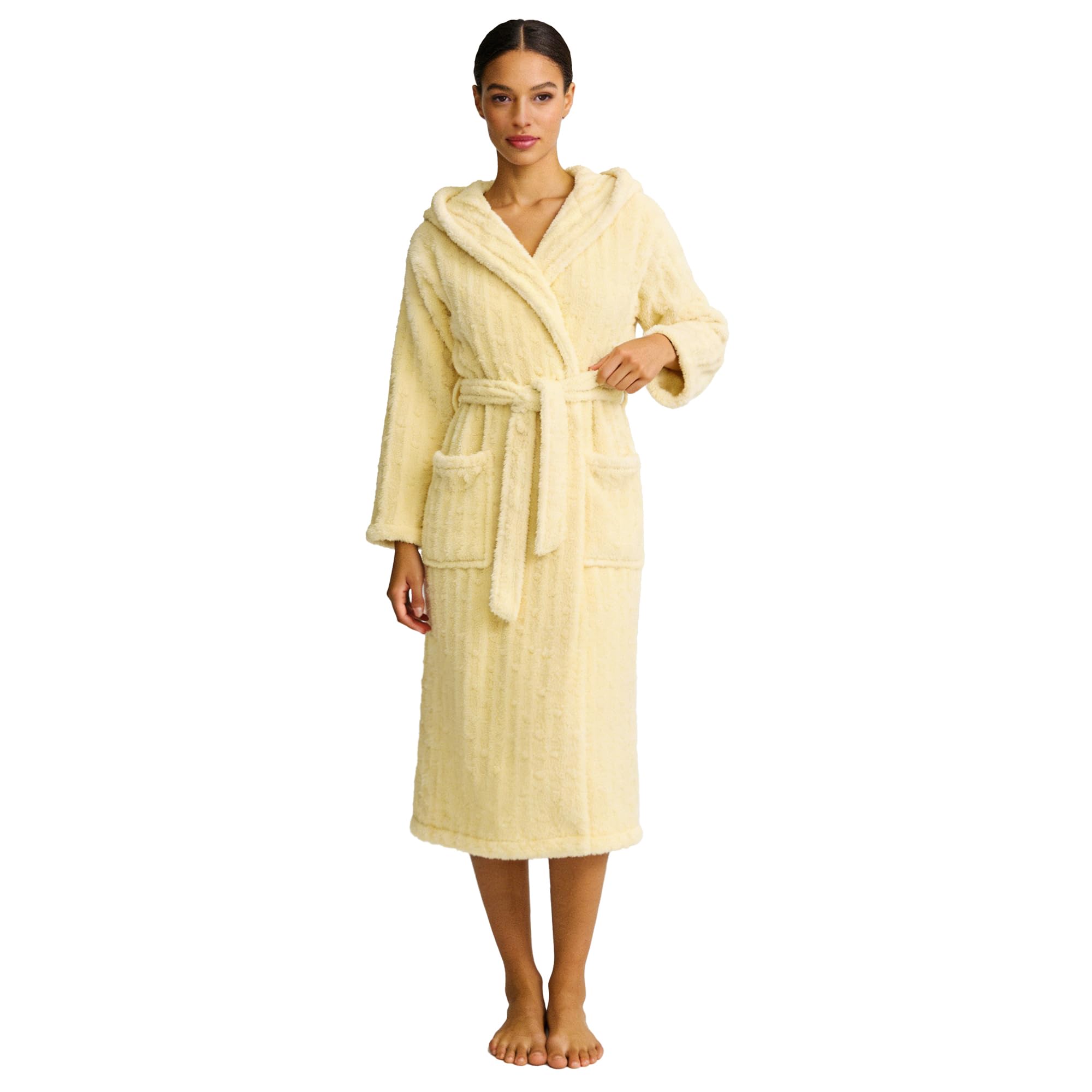 HEARTNICE Fuzzy Soft Robes for Women Long Plush Hooded Robe Fluffy Warm Bathrobes