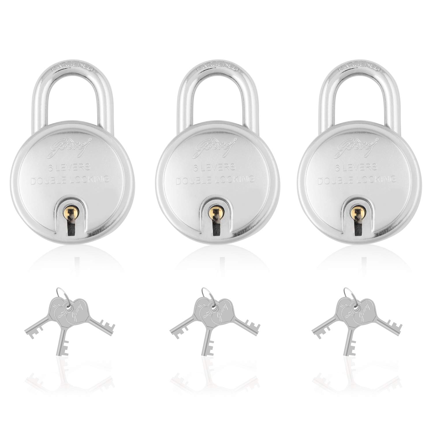 Godrej Locks I Round Padlock 50mm I 3 Keys I Padlock for Main Door I Gate Lock I Lock for Tool Box & Offices I Silver Finish (Pack of 3) (B08FC3XV5K) Amazon Price History, Amazon Price Tracker