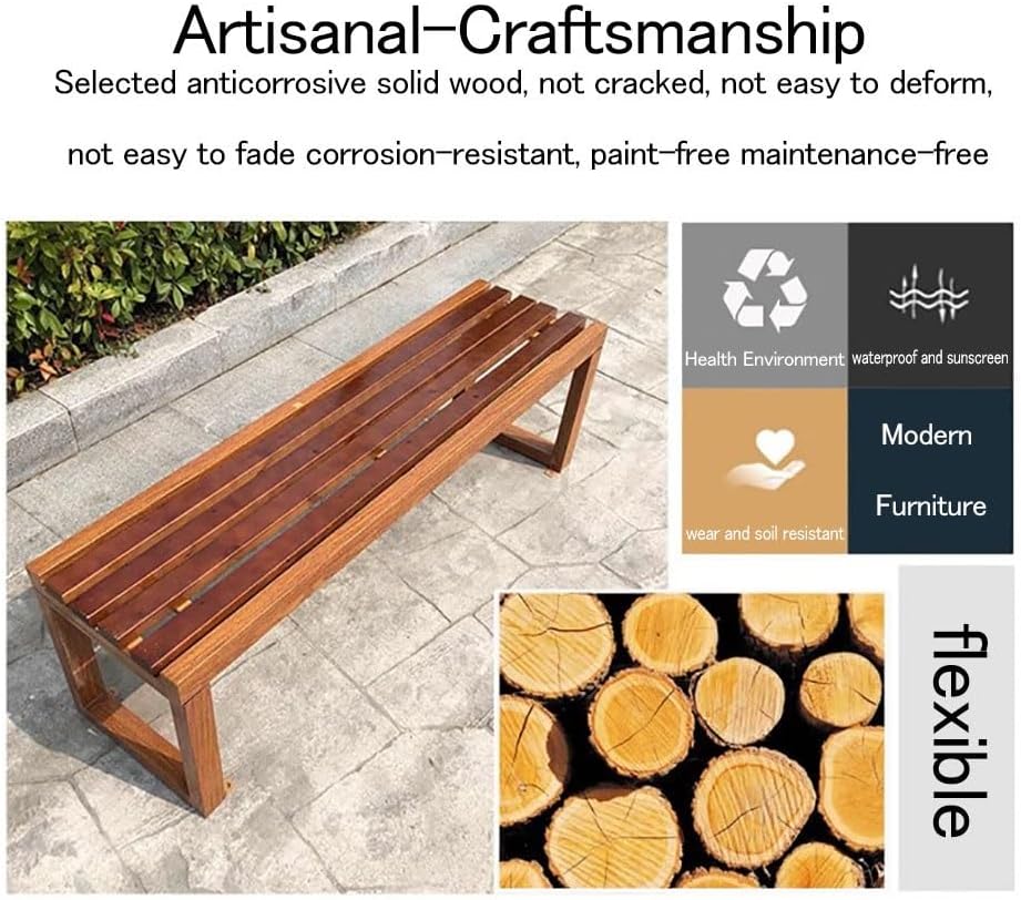All Weather Deck Bench,Wooden Outdoor Bench,2-3 Person Deck Backless Bench,Weatherproof Park Bench,Outdoor Garden Bench,Solid Wood Bench for Garden,Yard,Park,etc.(Brown,150 * 40 * 45)