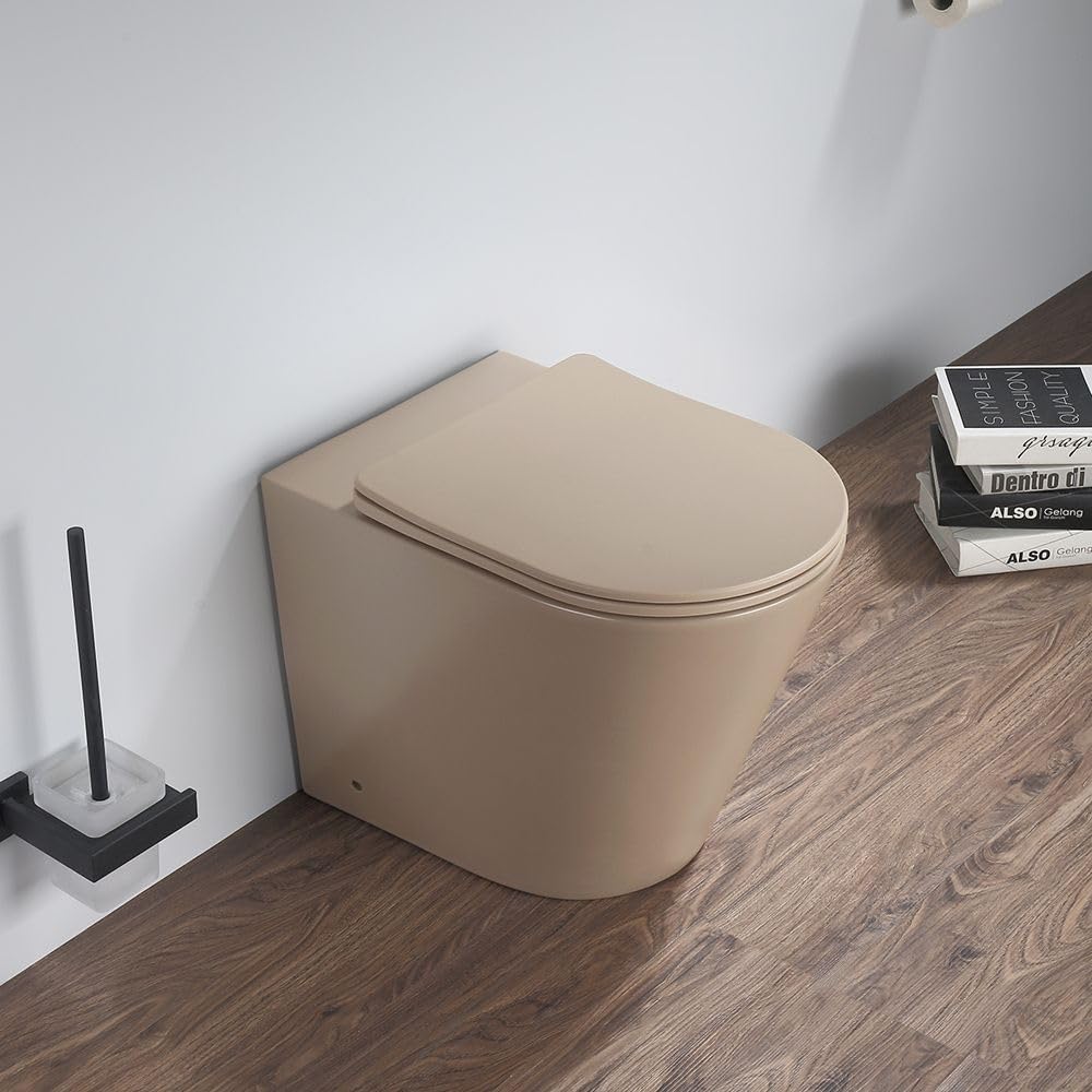 Milano Sand Elements Round Back To Wall Toilet Wc Pan Soft Close Seat