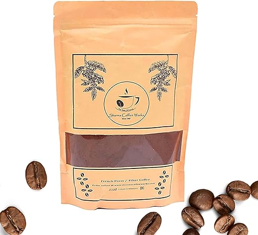 Sharma Coffee Powder Coorg Robusta – Arabica 70-30% Golden Blended with 10% Chicory Roasted Rich Caffeine Aroma Flavour Filter Filtered French Press Coffee Powder Golden Blend…
