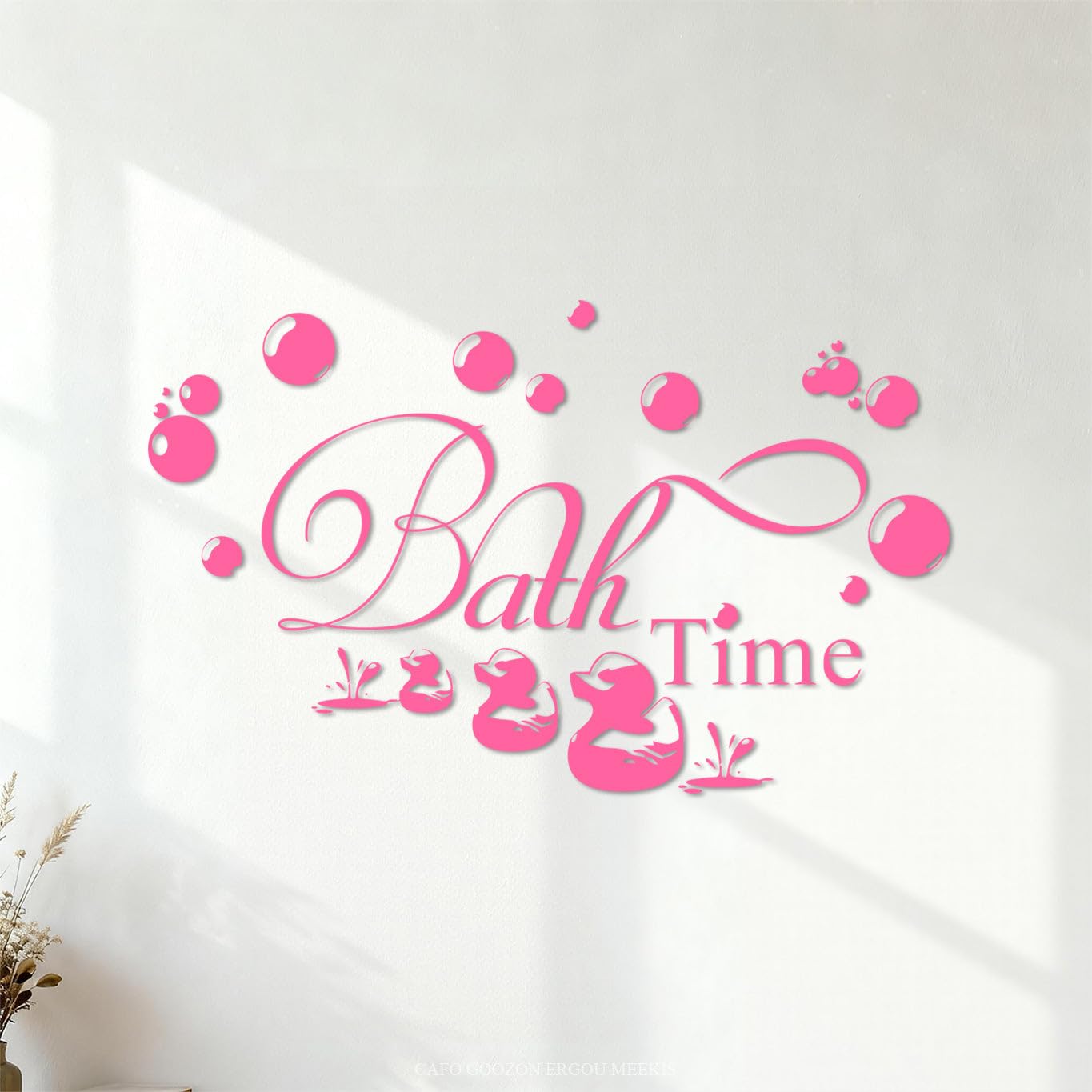 Lettering Decals Bathroom Bath Time Quote Duck Bubble Words Kids Bathroom 54.6x88.8cm Can Modify and add Information Pink